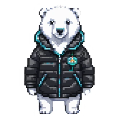 polar bear wearing a puffer jacket sticker