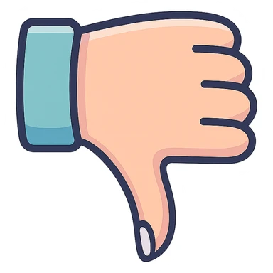 downward thumb, female hand with manicure, slightly curved wrist, icon-color-outlined style, thin clean contours, elegant soft rounded shapes, pastel palette #98B5BC, #B5B3C1, #C9A3C9, #E4C0CA, #F7DCD1, #F7C0AA, detailed shadows and highlights, soft lighting, no background sticker