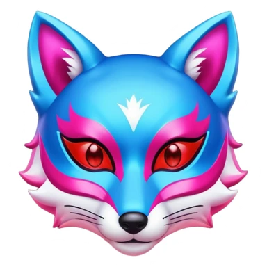 Luminous and neon mask with red, blue and pink fox glow. sticker
