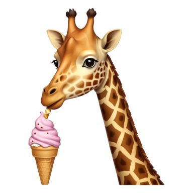 A giraffe eating an ice cream sticker