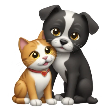 Cat and dog hugging sticker
