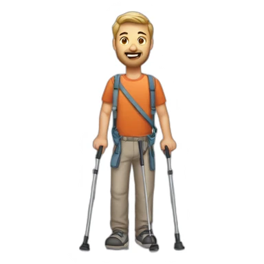 man with crutches sticker