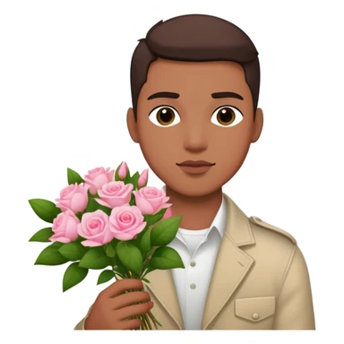 Cool bad boy holding a bouquet of pink jasmine roses sticker
