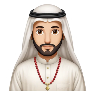 Mohammed bin Salman portrait, young Saudi leader with slight beard wearing formal Saudi thobe and ghutra sticker