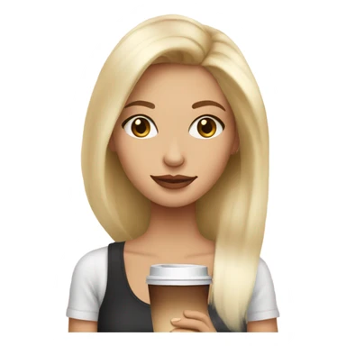 Blonde girl wearing soft makeup and drinking coffee sticker
