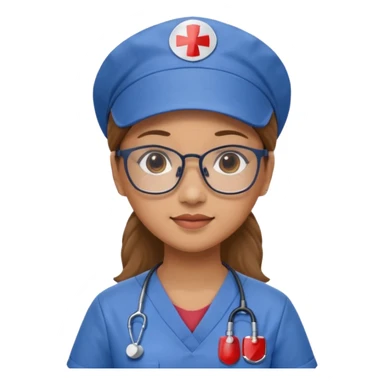 FILIPINA FEMALE NURSE WITH GLASSES, BLUE SCRUBS, AND CAP sticker
