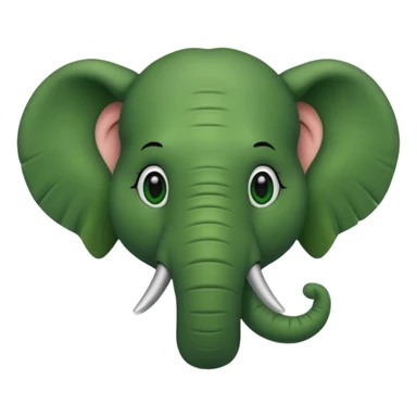 A green head with a green elephant nose  with fur sticker