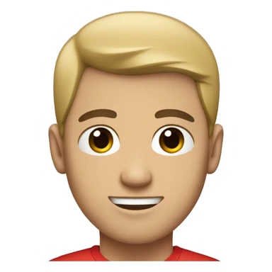 light skin man  with red t-shirt have black hair, blue eyes sticker