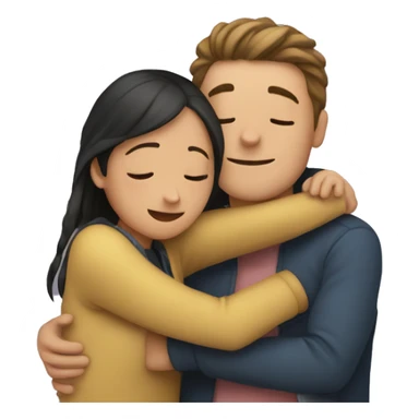 A guy and a girl hug and release hearts sticker