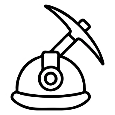 mining industry scene with a pickaxe and helmet sticker