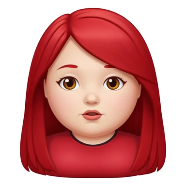 chubby white girl with cherry red long straight hair sticker
