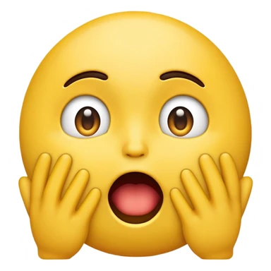 a mouth open emoji shocked with hands on its cheeks sticker
