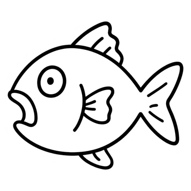 hand-drawn outline style surprised fish icon sticker