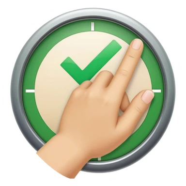 A cartoon hand with finger checking off a green checkbox inside a circular progress tracker that is partially filled, symbolizing completed tasks and progress visualization sticker
