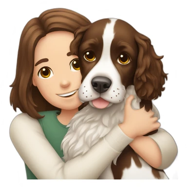 Springer spaniel with man and girl hug sticker