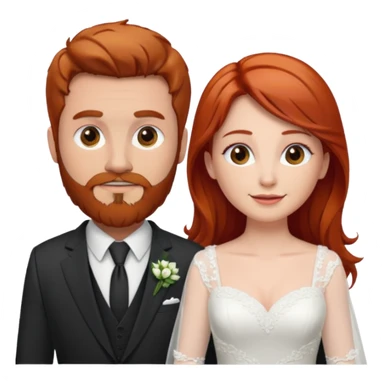 Red hair bride and brown hair groom with beard sticker