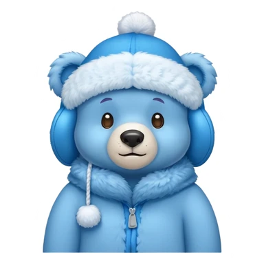 blue bear winter hat with ear flaps sticker