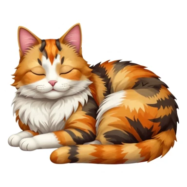 full body colourful light patched calico tabby cat sleeping sticker