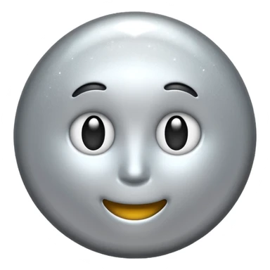 Silver chrome sparkle emoji, iOS emoji style, minimal shape, glossy metallic shine, clean background, smooth lighting sticker