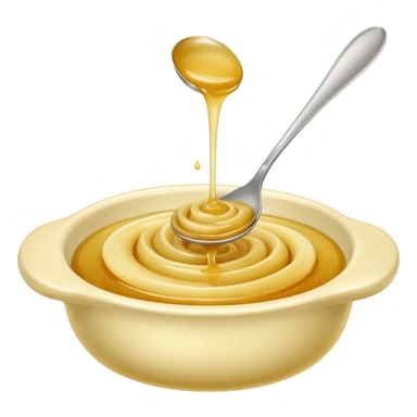 spoonful or swirl of apple compote, pale golden color, smooth and soft puréed texture, subtle shine, slightly domed with ripples, no extras, apple emoji style, soft lighting, transparent background, emoji scale sticker