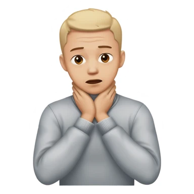 Mad guy crossing his hands while grabbing his neck sticker