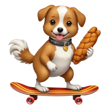 dog riding skateboard eating chicken wing sticker