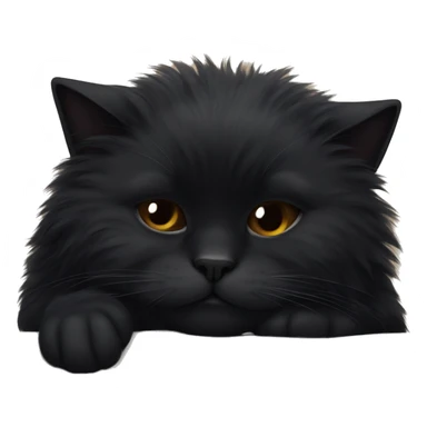 Black fluffy cat sleeping  sticker