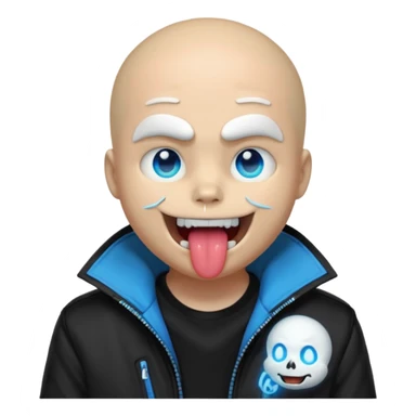 Sans from undertale with his blue eyes and his tongue out sticker