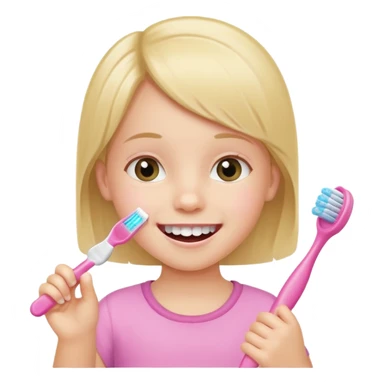 little girl brushing her teeth sticker