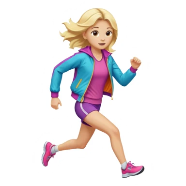 Blonde girl running gen z cool sticker