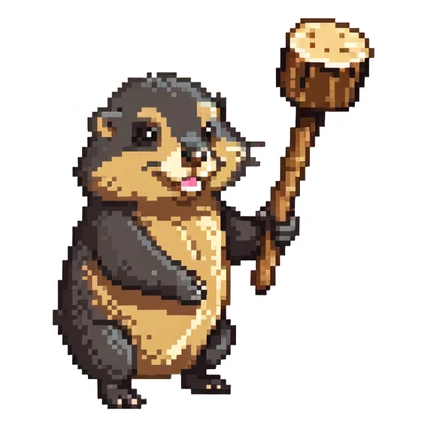 whacking a mole with a mallet sticker