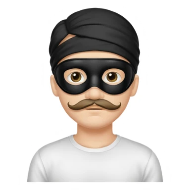 black eye mask with  boy with long mustache sticker