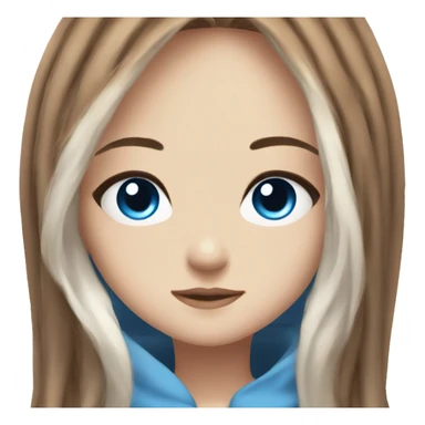 Beautiful anime girl with more white streaks in brown hair and blue eyes sticker