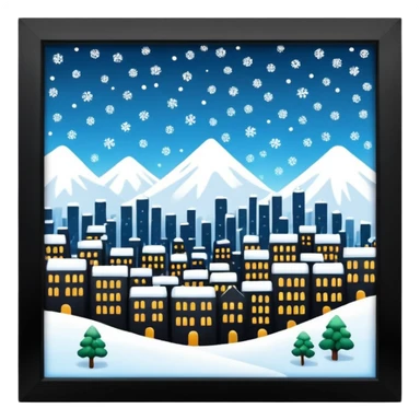 city with falling snow sticker