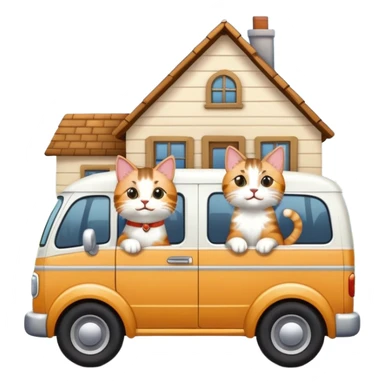 two cats in a moving van waving goodbye to their old house sticker