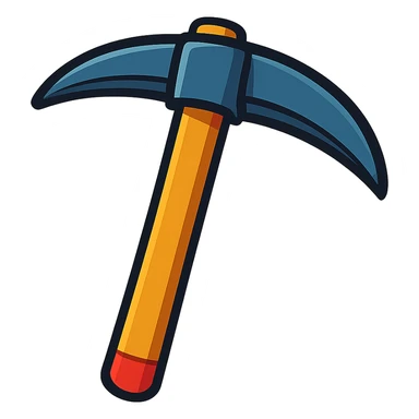 a pickaxe, cartoon style sticker