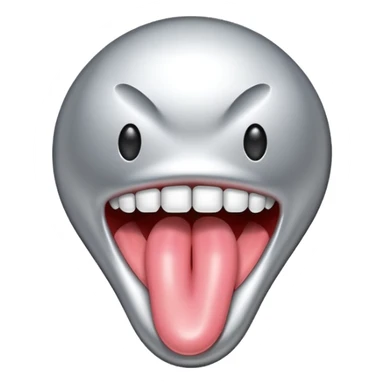 in isolated tongue (no face) made of silver sticker