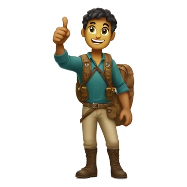 Young adventure guy thumps up italian sticker