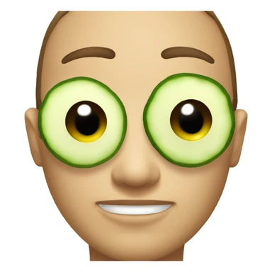 Face with cucumbers on his eyes, relaxing sticker