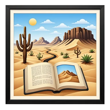 desert with books and drawing sticker