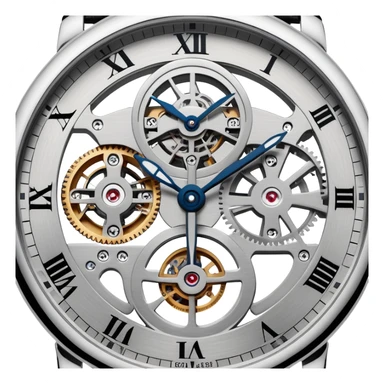 Cartier skeleton watch close-up of the dial, high definition, precise details, iOS Apple emoji style sticker