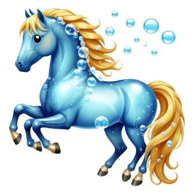 A magical horse made entirely of transparent bubbles and water, with a flowing mane of small bubbles sticker