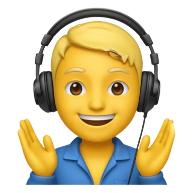 An emoji wearing headphone with mic and sticker