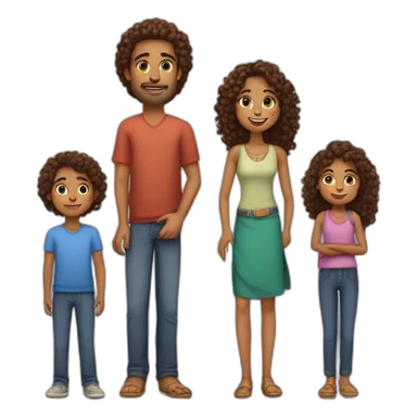 indian family with one daughter curly hair mom curly hair dad straight hair and one son straight hair sticker