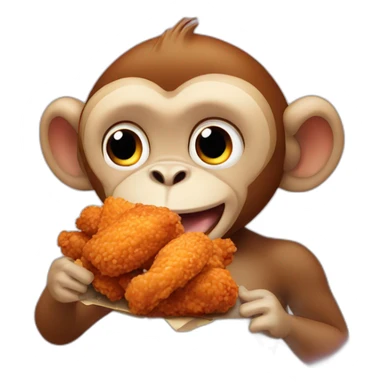 Monkey eating fried chicken sticker