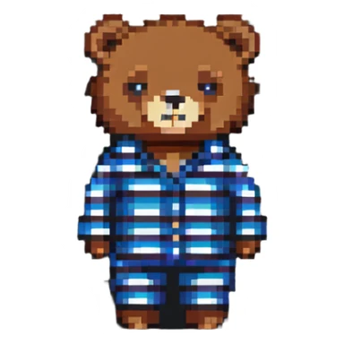 bear in striped pajamas pixel art sticker