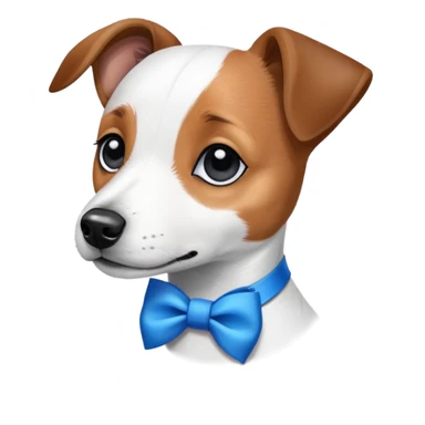 Dog jack russell black and white with blue bow sticker