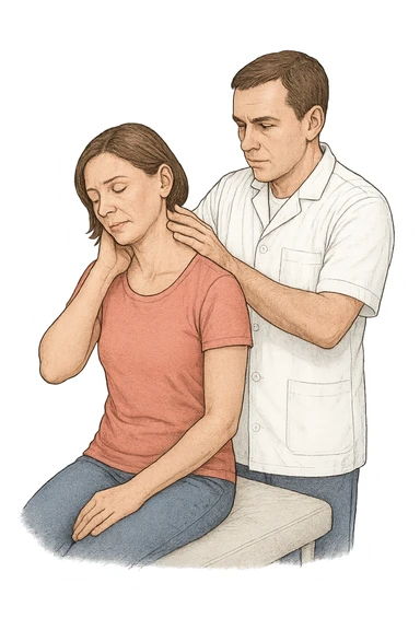 Donna dall'osteopata per il suo problema alla cervicale sticker