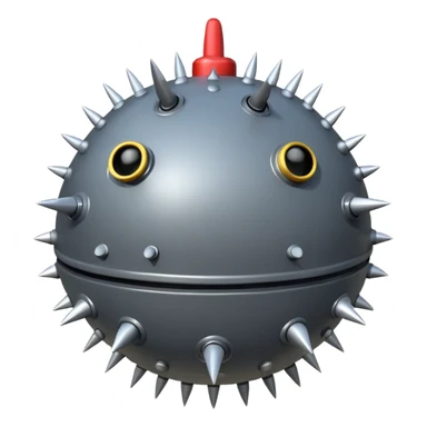 classic naval sea mine, round with spikes, simple emoji style sticker