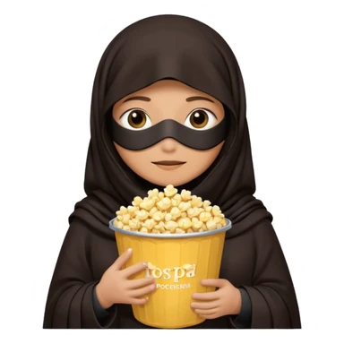 a burka cover eyes holding a bucket of popcorn sticker